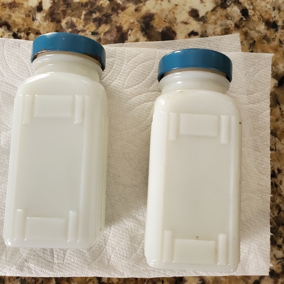 Milk Glass Other - 2 Vintage 1940's  Era Milk glass Spice bottles